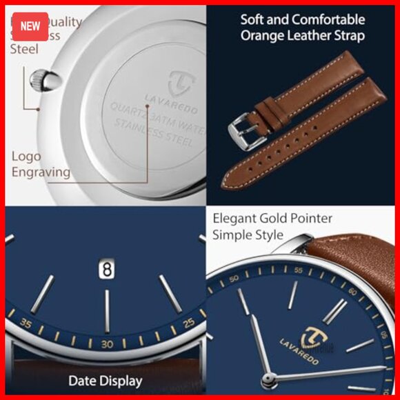 Minimalist Analog Date Watch with Leather Strap, Quartz Movement, Waterproof main image 7